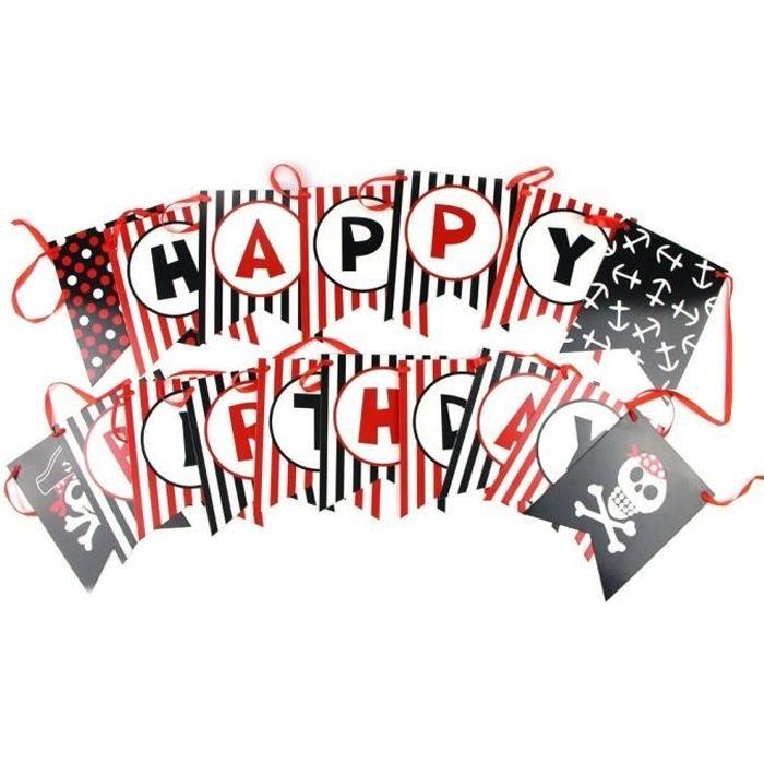 14ft Theme Pirate Joyeux Anniversaire Banniere Stripe Drapeau Fournitures Hanging Garland Party Home Decor Cdiscount Maison