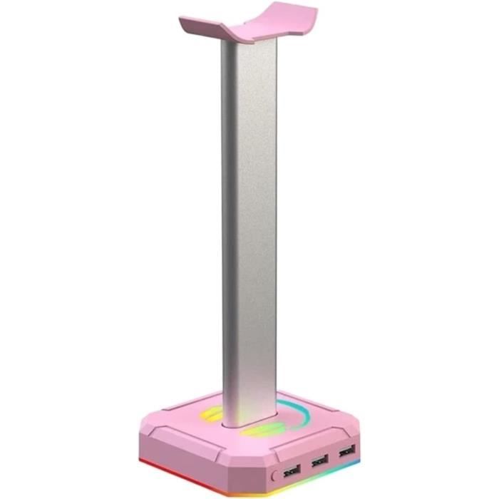 Support De Casque Universel Doenci - Base Lestée Et Tube En Alu Pour écouteurs Et Gaming (Rose)