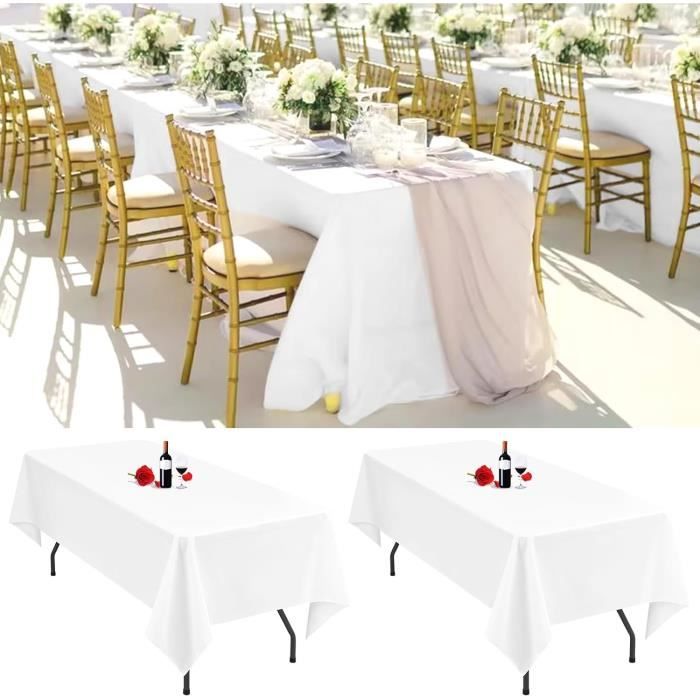 Nappes De Table Jetables Imperméables 120x180cm - Lot De 10, Blanc, Pour Mariage, Fête, Pique-nique - 4