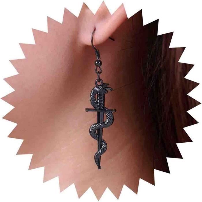 Boucles D’oreilles épée Serpent En Argent 925 – Style Gothique, Rock – Pour Homme Et Femme – Sans Nickel, Hypoallergénique