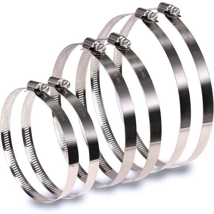 Lot De 4 Colliers De Serrage Tuyau Acier Inoxydable 304 - Réglables 20-398 Mm - Serre-Joints Automobiles & Industriels