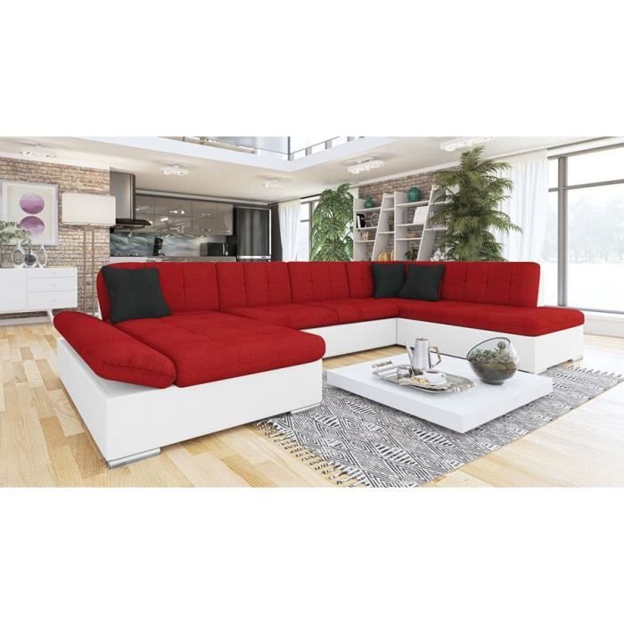 Polyuréthane Canapé Avis Canape D Angle Convertible En U Tissu Et Pu Surya Angle Gauche