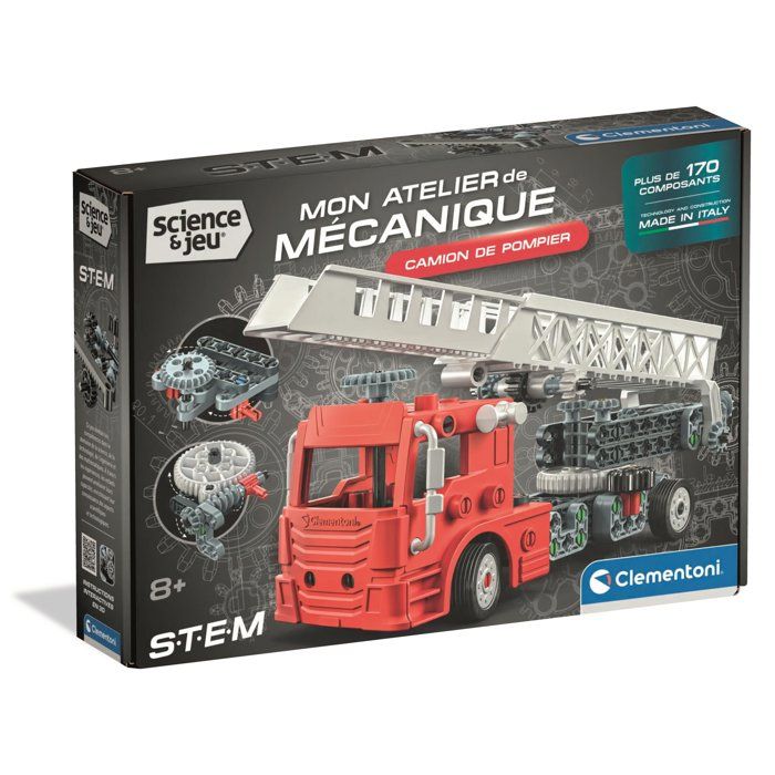 Clementoni Camion de pompier Set de construction 170+ pièces direction fonctionnelle échelle déployable et Neuf - vue 4