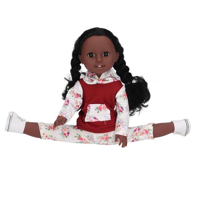 Poup?�e noire Poup?�e fille noire simul?�e 15 pouces poup?�e fille mignonne avec des hauts ?�l?�gants 