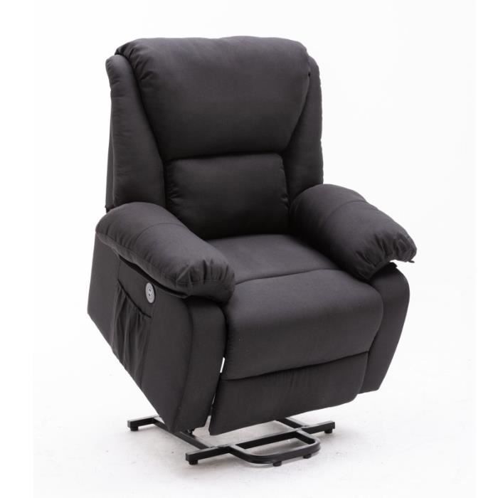 ecode fauteuil relax inclinable et releveur stelvio, inclinaison électrique à 160º, chauffage, vibration, 2 usb, a++, noir