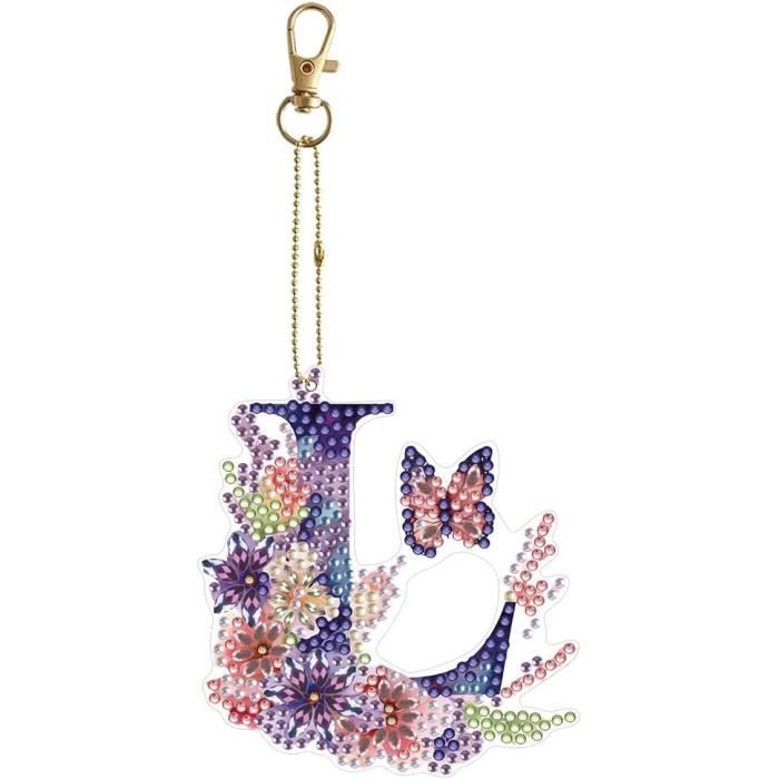 Porte-clé Lettre Strass MWOOT - Initiale Argentée Avec Paillettes - Cadeau Femme - Brillant