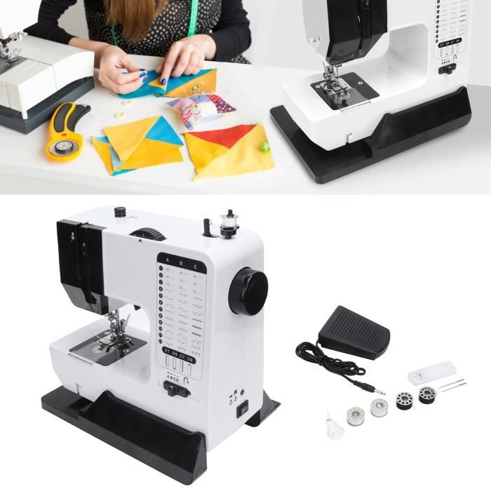 Machine à coudre portable 2 vitesses avec table d'extension, éclairage et pédale Machine à coudre portable 2 vitesses avec table d'extension, éclairage et pédale