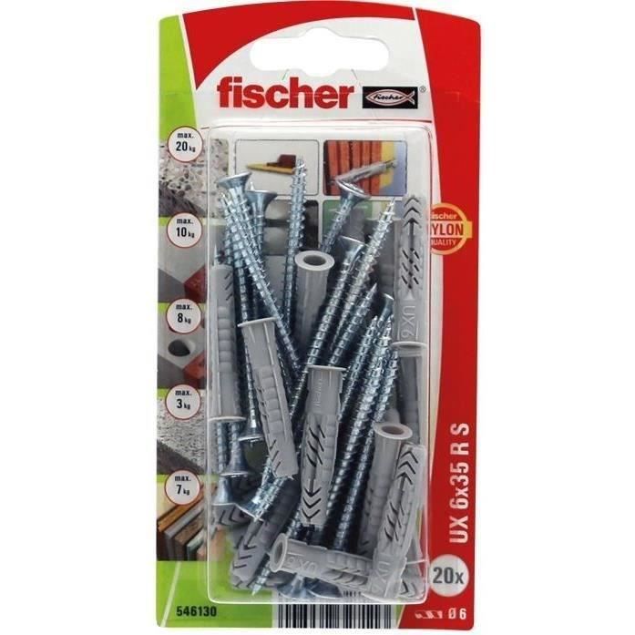FISCHER - Cheville multimat ux 6x35rs blister de 20