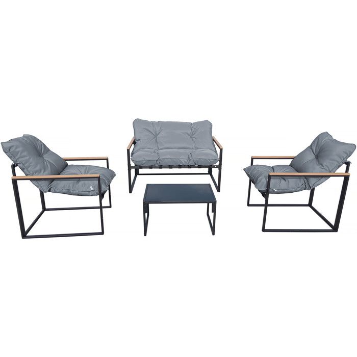 Salon de jardin Jules - 4 places - Gris/Noir