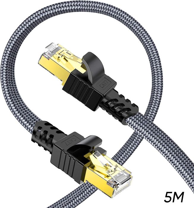 Câble Ethernet 5m,Cat 7 Cable RJ45 Haut Débit 10Gbps 600MHz