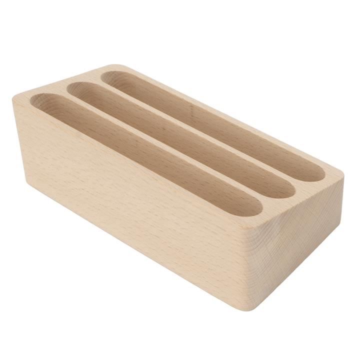 Porte-cartes De Visite En Bois Hêtre - Design En T, Capacité ~30 Cartes, Pour Bureau Et Expositions - 4