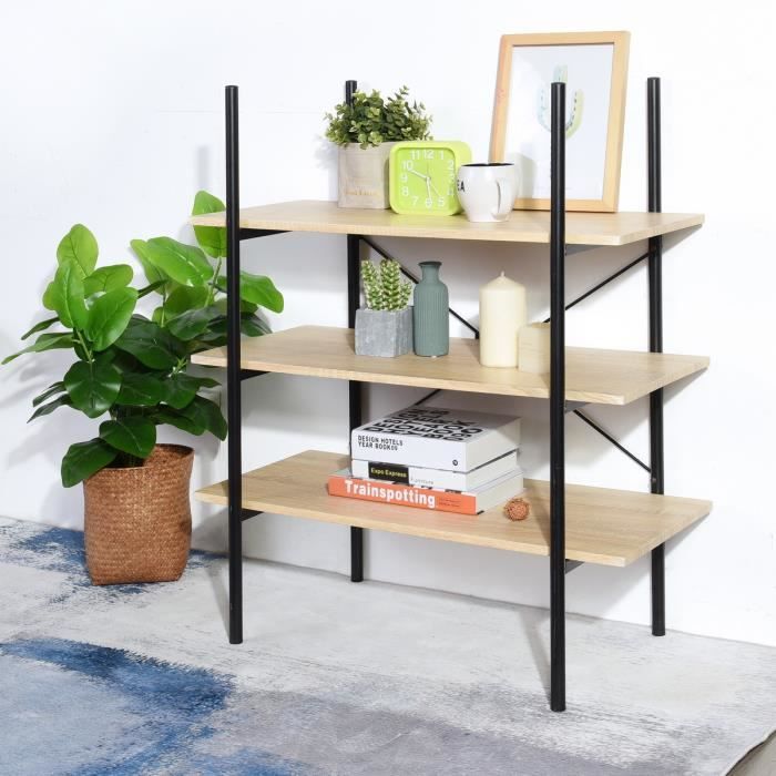 Homy Casa Etagere Bois Metal 3 Tablettes Achat Vente Meuble
