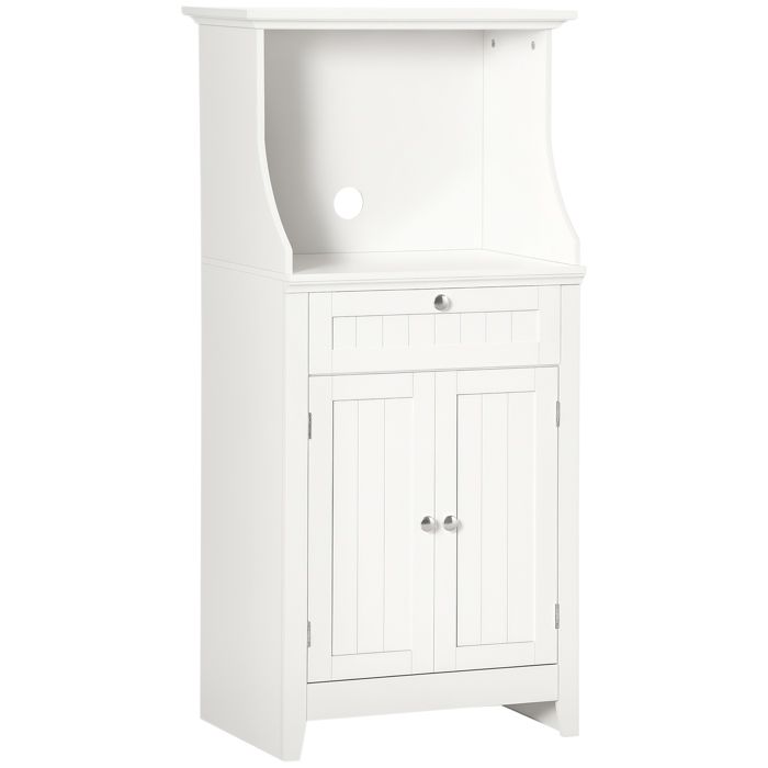 Meuble micro-ondes - HOMCOM - armoire pour cuisine avec 1 tiroir 2 portes rangement mobilier - MDF - 60x40x1225cm - blanc
