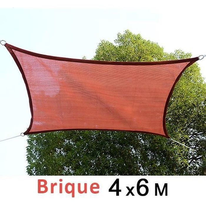 Voile d'ombrage rectangulaire - HOMCOM - 4x6m - Rouge - Anti-UV - Polyéthylène haute densité 185 g/m²