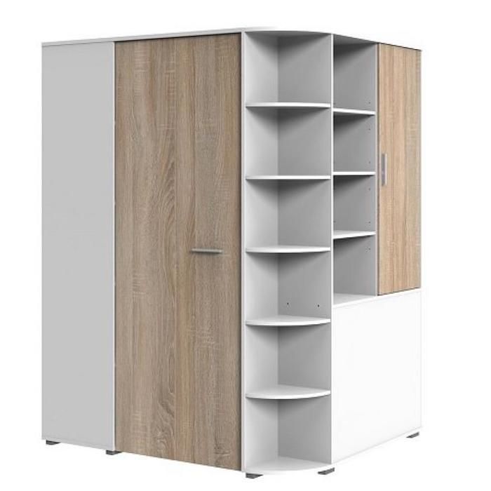 Armoire Dressing D Angle Volverine Finition Blanc Coloris Chene Bi Color Mdf Inside75 Achat Vente Armoire De Chambre Armoire Dressing D Angle Volverine Finition Blanc Coloris Chene Cdiscount