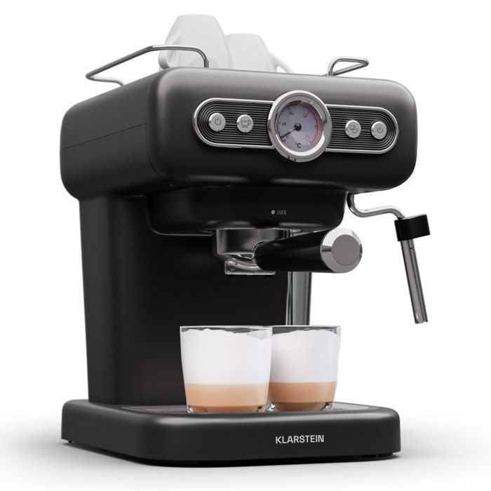 Machine à expresso - KLARSTEIN - Espressionata Evo - 12 L - 950 W - Rétro Noir