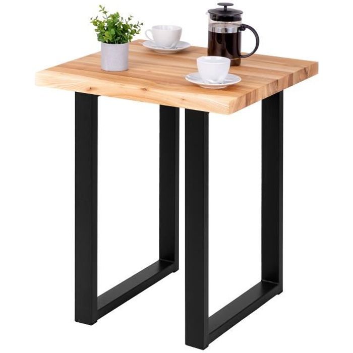 lamo manufaktur table haute de cuisine - mange debout - table de bar - 60x60x76 cm - noir - modèle loft - frêne naturel