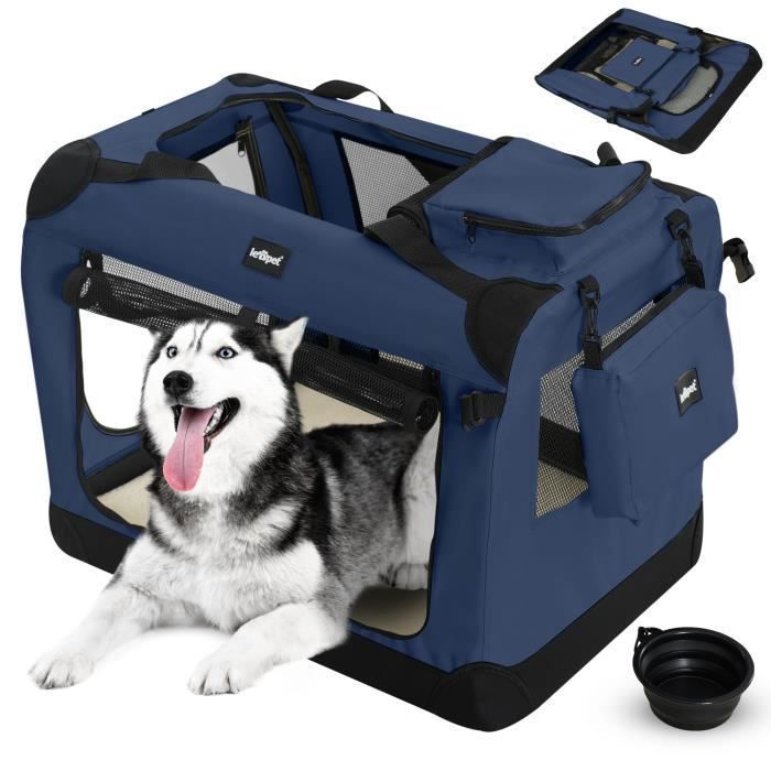 Comparer les prix de Leopet® Sac De Transport Pour Chiens - Gamelle, Pliable, Respirant, Taille Xxl, Bleu Marine - Bagage, Panier Pour Animal Compagnie