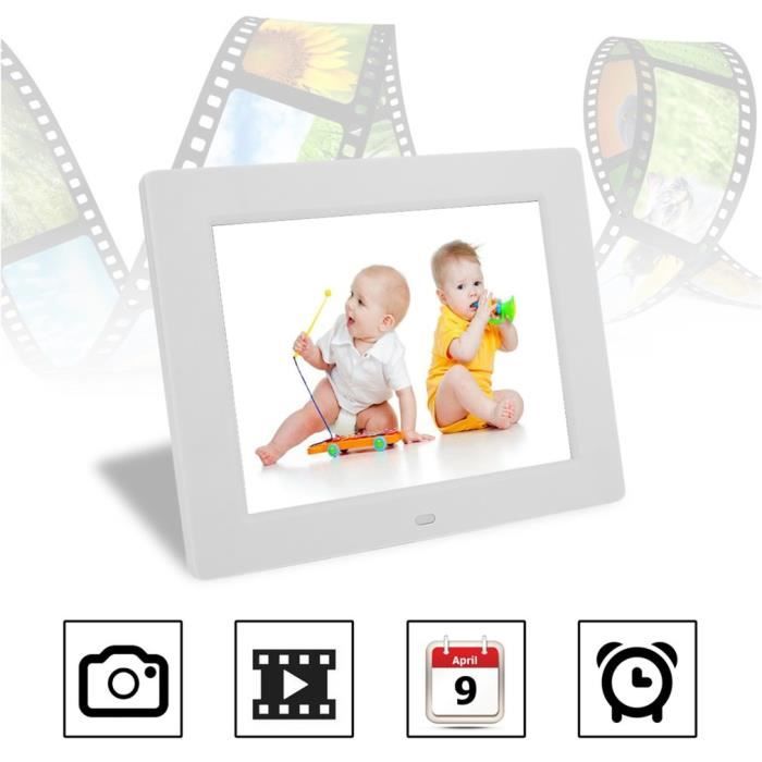 Cadre Photo Numérique 13 Pouces Blanc - Écran TFT LCD 1280x800, Calendrier, Horloge Et Télécommande