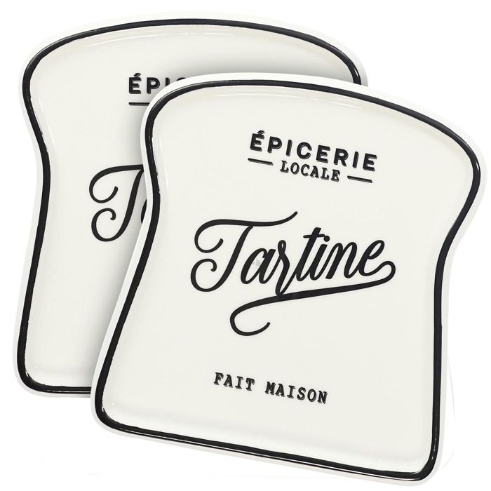 Lot de 2 assiettes creuses en céramique BROOKLYN blanc et noir