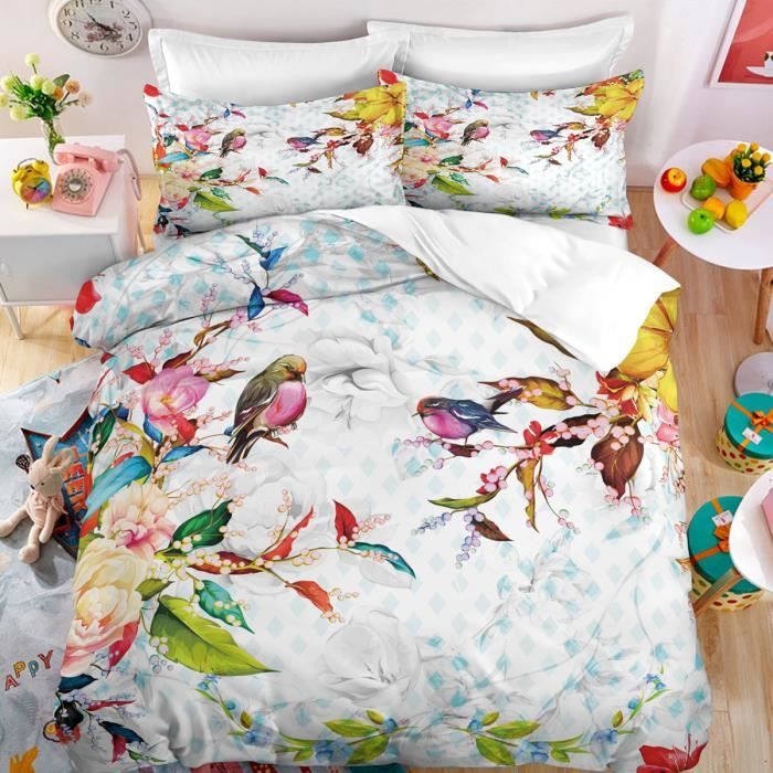 3-pièces Parure De Lit Pour Adultes - Motif De Fleurs, D
