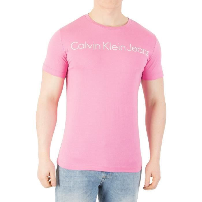 T shirt calvin klein rose homme clearance