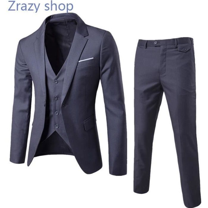 Veste Pantalon Gilet Costume Homme Marque Luxe Veston de costume Homme Blazer Hommes Pantalon de costume slim Vetements Masculin Gris fonce 1 Cdiscount Pret a Porter