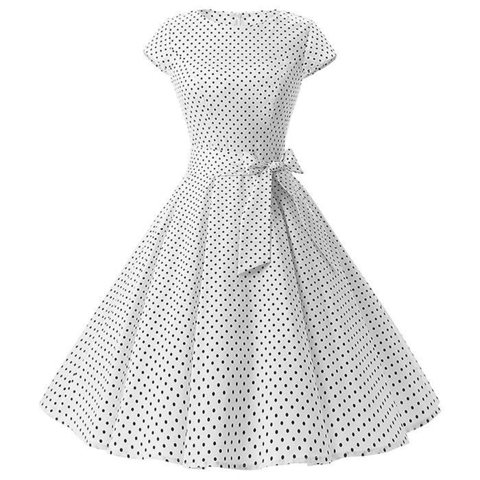 Robe BYSOD Style des annees 50 a pois de cocktail Rockabilly Vintage a mancherons D107 Taille 40 Noir Cdiscount Pret a Porter
