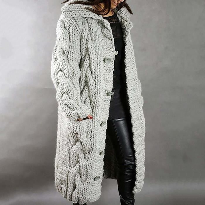 Cardigan capuche femme grande taille pull poche simple