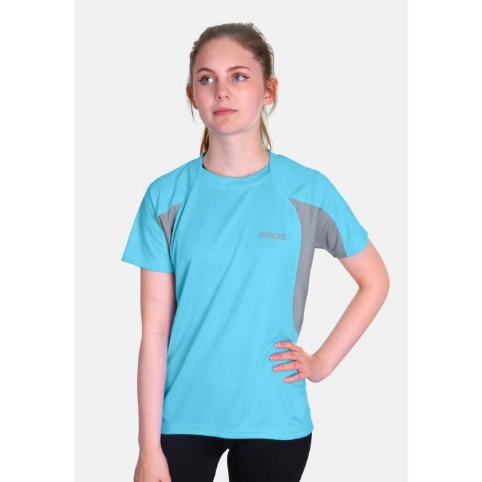 t-shirt de running réfléchissant à manches courtes pour femmes - proviz classic bleu clair - respirant - fitness