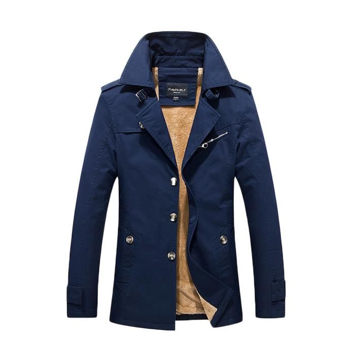 Manteau Homme Long En Laine - Style Parka Trench Classique - Coupe Slim, Mi-long - Pour Automne/hiver Décontracté
