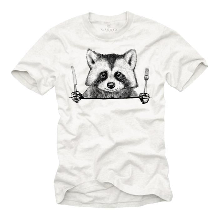 T-shirt Drôle Three Moon Raccoon - Panda Raton Laveur, Unisexe, Fait Main UK, Neuf Sans étiquette