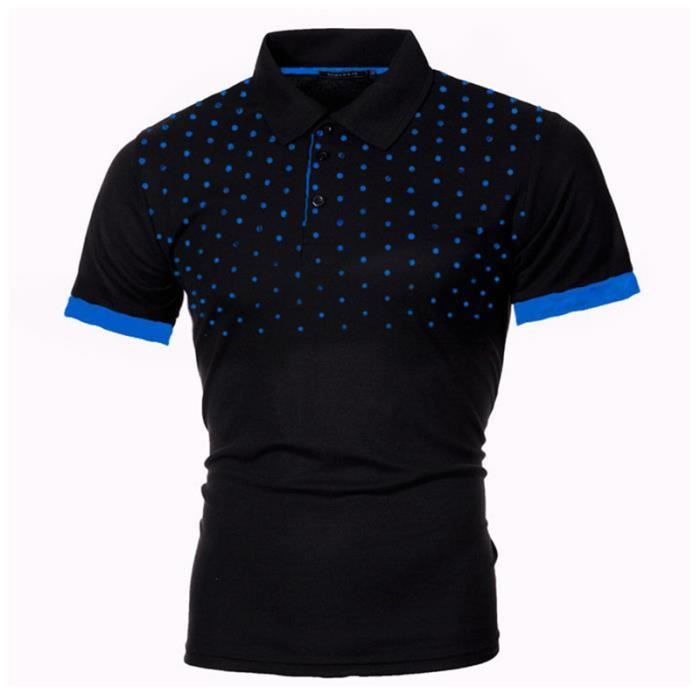 Polo Homme Manche Courte Ete Imprime Fashion Slim Fit Col A Revers Respirant Decontracte Confortable Vetements Homme Ref 826252 128 Bleu marine bleu Cdiscount Pret a Porter