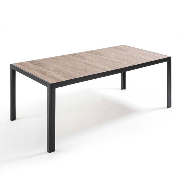 Table de jardin aluminium et céramique aspect bois 8 places 206x100 cm Tivoli Oviala