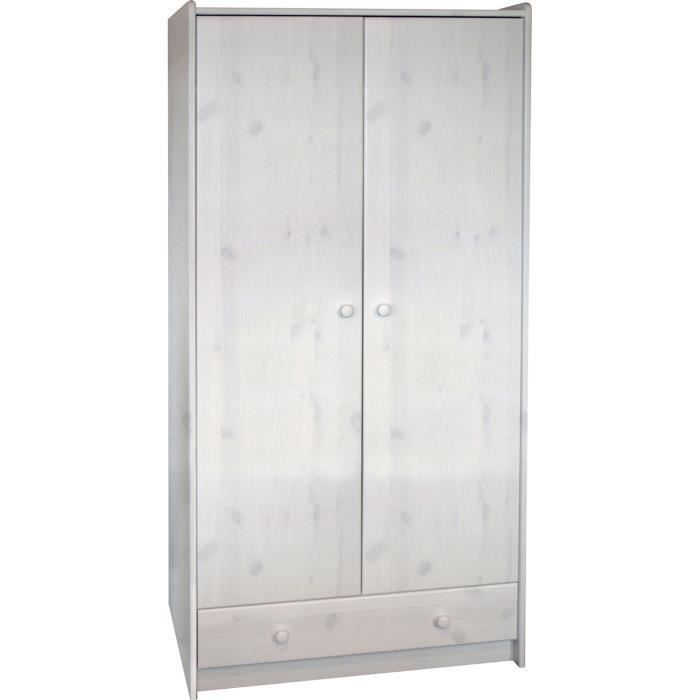 Armoire Enfant En Pin Massif Chaule Blanc Dim 95 X 58 X 180 Cm
