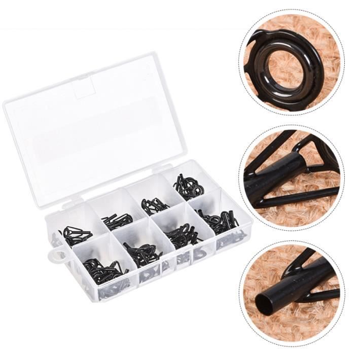 GUIDES CANNE À Pêche Anneau 5 Pièces Kit de Réparation Canne Noire