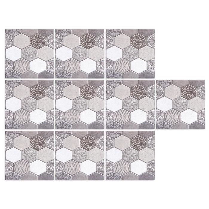 Alwayspon Lot de 10 autocollants de carrelage mural en vinyle imperméable pour cuisine et salle de bains, vert sauge rétro, 30 x 15 cm