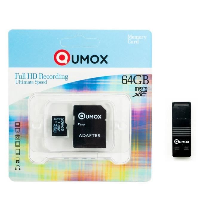 QUMOX 64Go 64G 64GB micro SD Class 10 UHS-I avec OTG USB Lecteur ...