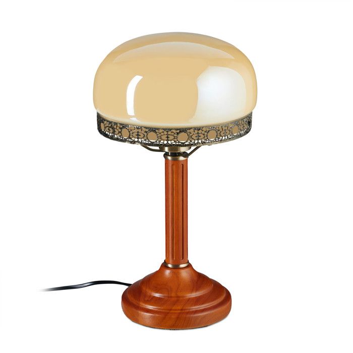 Lampe De Table Art Déco En Verre Biseauté – Abat-jour Tissu, Origine Italie, 1900-1950 (pour Pièces Détachées)