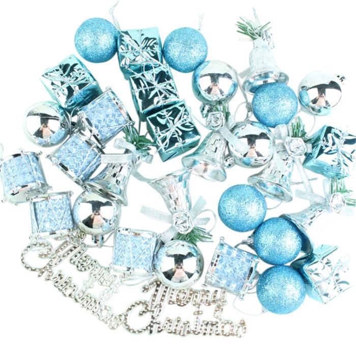Decoration De Noel Argenté 32 Pcs Accessoires Pour Le Decorer Decoration De Noel Bleu Et Argente Cdiscount Maison
