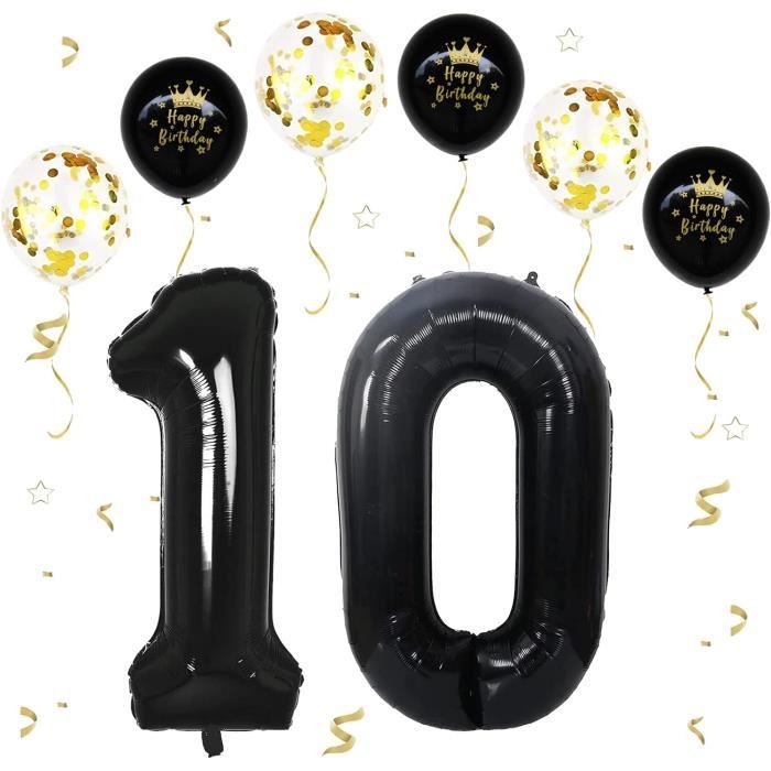 Ballon Anniversaire 20 Ans Noir, 100 CM Ballon Chiffre Numéro 20 Noir