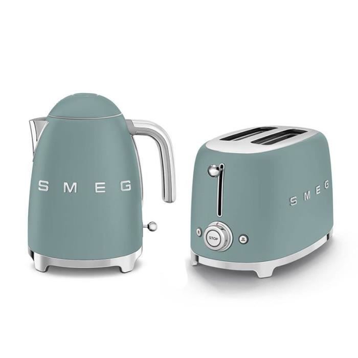Pack SMEG Bouilloire 1.7L Arrêt Automatique + Grille-pain Toaster 2 Fentes 950W Vert Émeraude