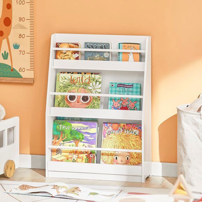 Bibliothèque Enfant SoBuy 3 Compartiments 4 étagères, Bois MDF Vert, 63x30x90 Cm - Rangement Jouets Et Livres, Sécurisée, Montage Facile