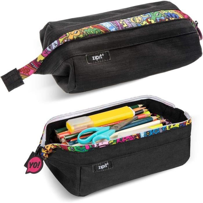 Trousse à Crayons ZIPIT Wildlings - Fermeture Éclair Longue, Capacité Grande - Pour École, Bureau - Rose