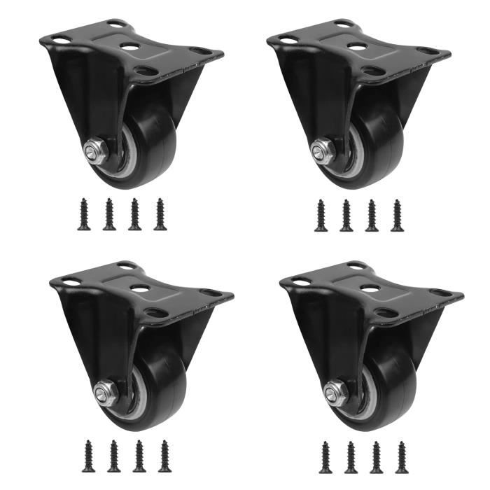 Lot de 8 roulettes pivotantes en plastique de 25 mm avec plaques de
