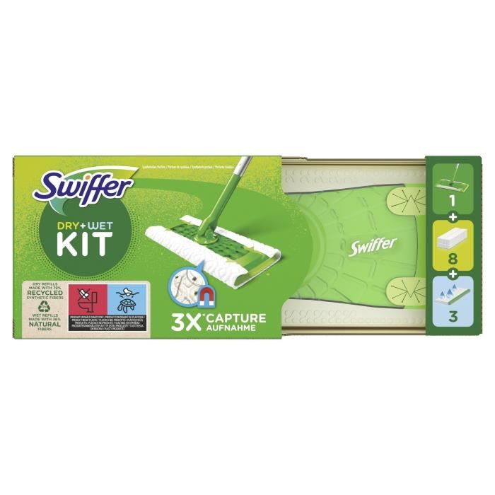 Swiffer kit complet balai Dry + Wet (+ 9 lingettes sèches et 3 lingettes  humides