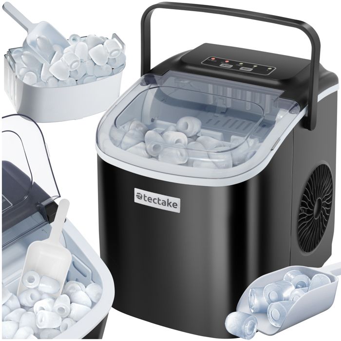 Bac à glaçons - TECTAKE - Machine à glaçons ARCTIC en acier avec réservoir deau de 12 L avec 2 tailles de glaçons - Noir