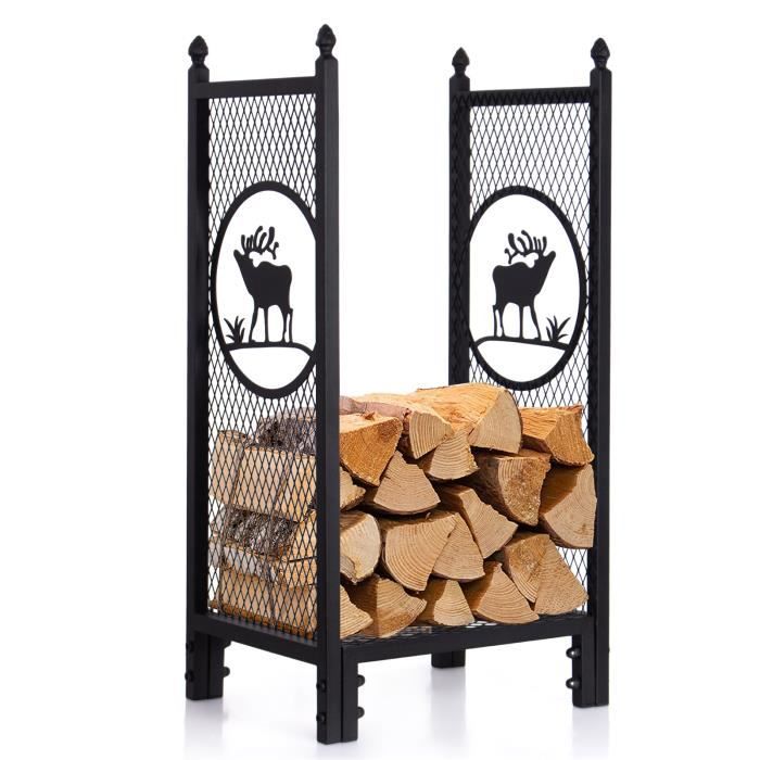 Etagère intérieur Support élevé Bois Motif de lélan Porte-bûches Charge 60 kg 40x30x80 cm pour Intérieur Extérieur