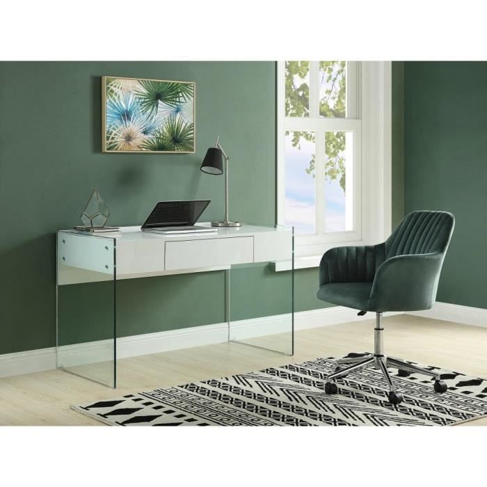 chaise de bureau eleana - velours - vert - hauteur réglable - vente-unique - contemporain - design - a roulettes