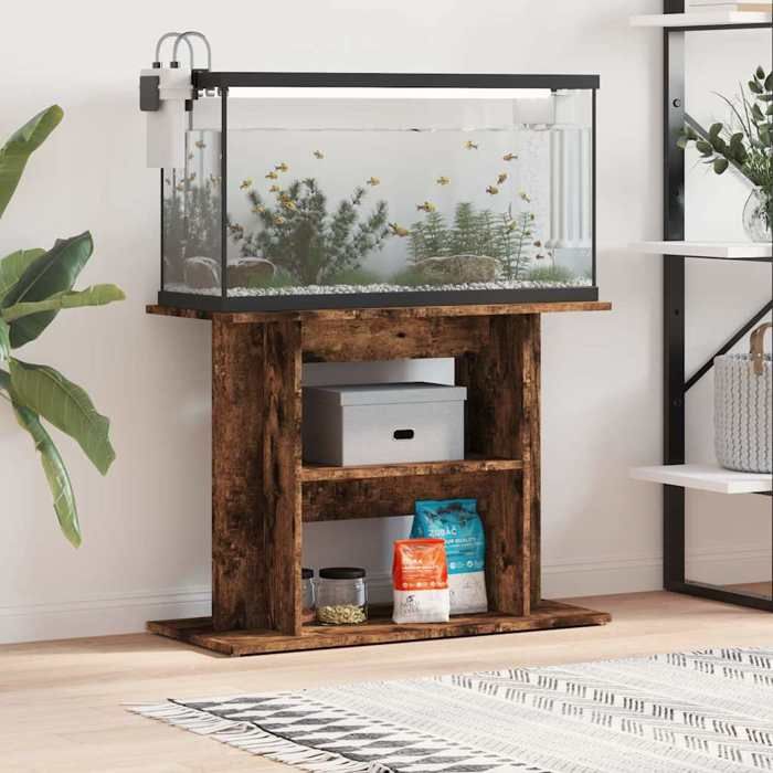 vidaXL Support aquarium bois d'ingénierie chêne fumé - vue 5